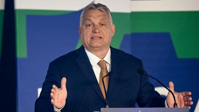 Viktor Orban quoted Ronald Reagan, Winston Churchill and even Sting to the Conservative Political Action Conference in Budapest on Thursday. Picture: AFP