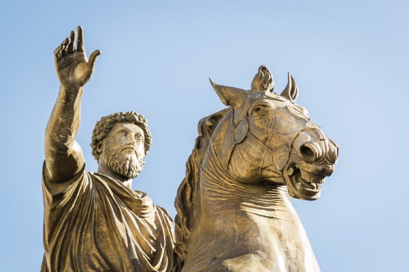A statue of Marcus Aurelius on the Capitoline Hill in Rome.