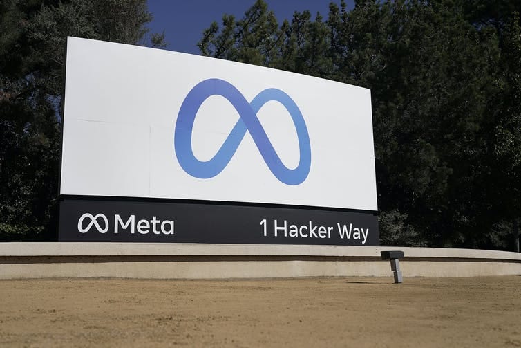 Sign bearing the new brand outside Meta's headquarters