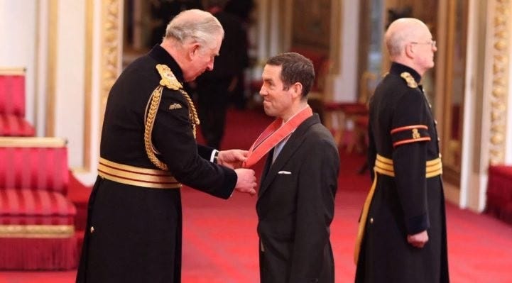 Feb 2019, Lex Greensill receives a CBE (Commander of the Order of the British Empire) from Charles, Prince of Wales, for services to the British economy