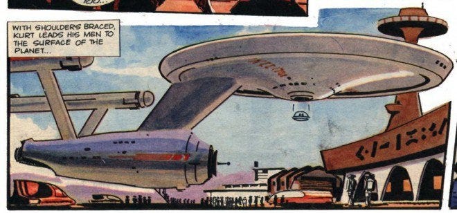 r/starblecch - TIL there were British Star Trek comics that featured an Enterprise commanded by "Captain Kurt" and a Jetsons style shuttle that detached below the saucer section