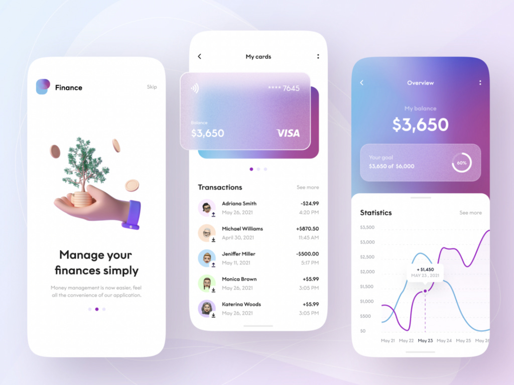 Play-to-Pay Experience: Fintech Gamification Practices To Level Up Your UX. Example of a progress bar and statistics in a fintech app design by Anastasiya. Source: Dribbble