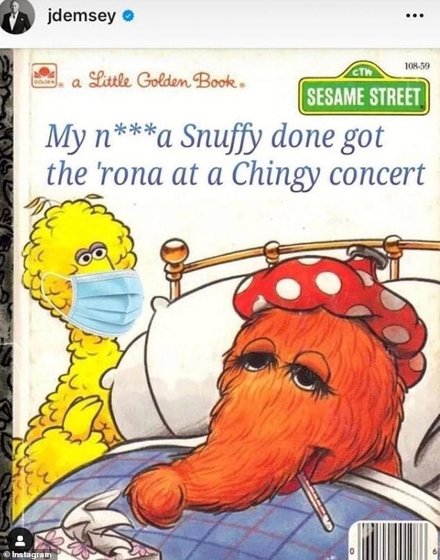 Demsey was fired after posting this mock children's book meme on his personal Instagram account