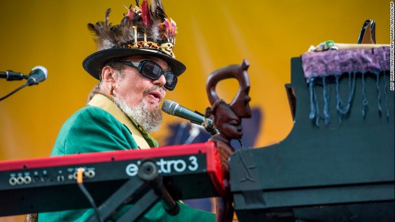 Dr. John shown performing at the New Orleans jazz festival in 2017. 
