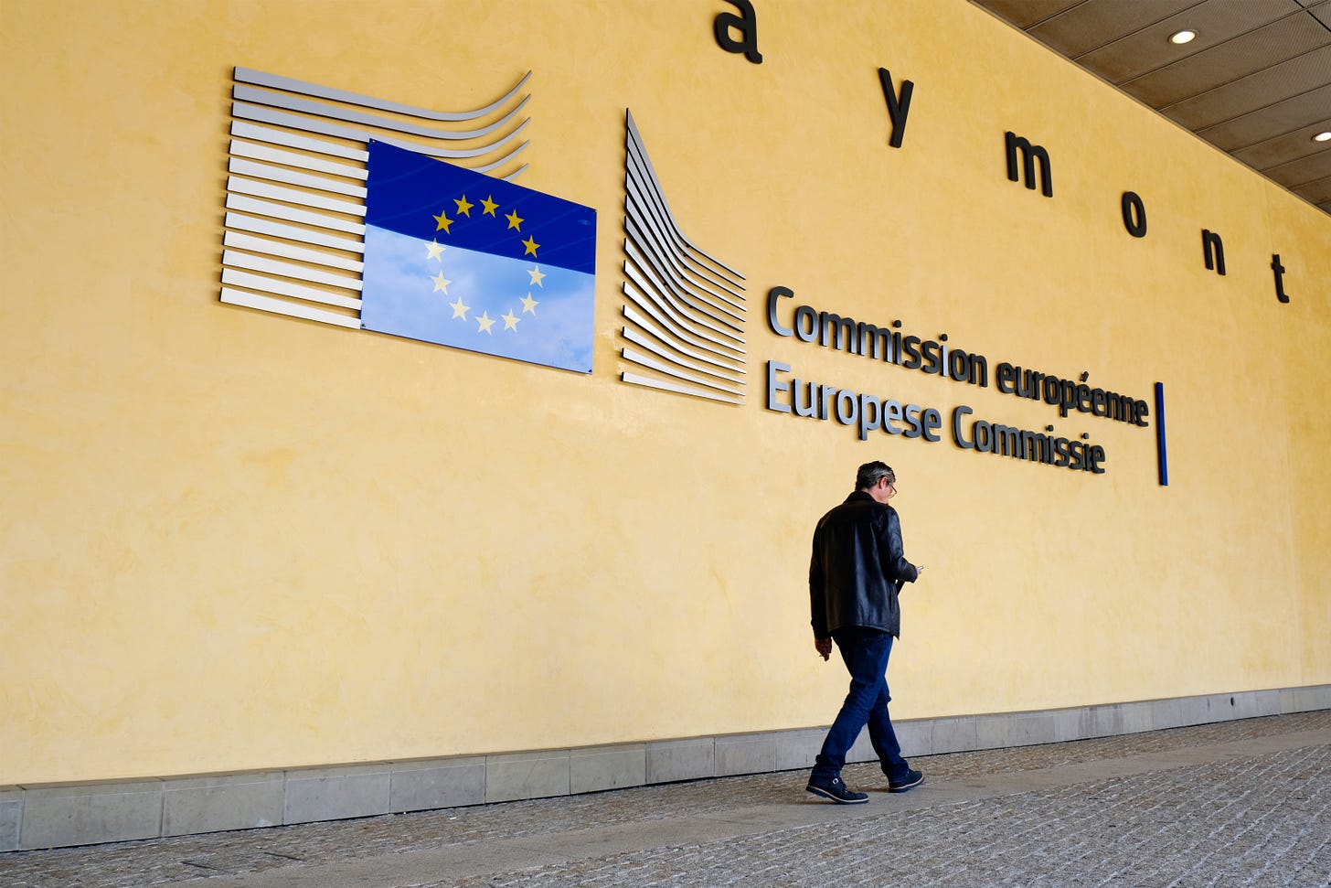 A pedestrian walking past the European Commission's office in Brussels in 2019.