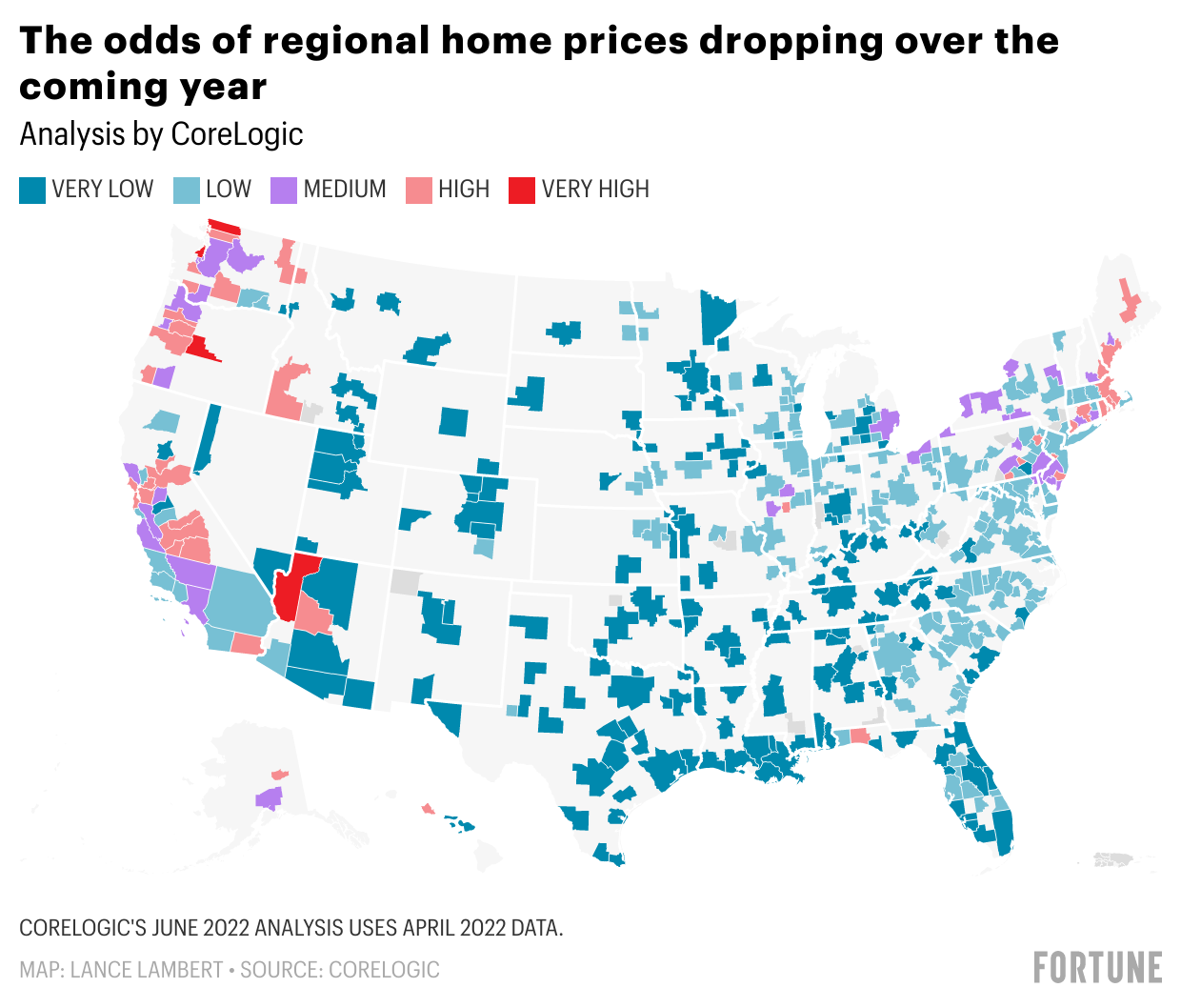 Home price decline odds: This interactive map shows the likelihood in your  local housing market | Fortune