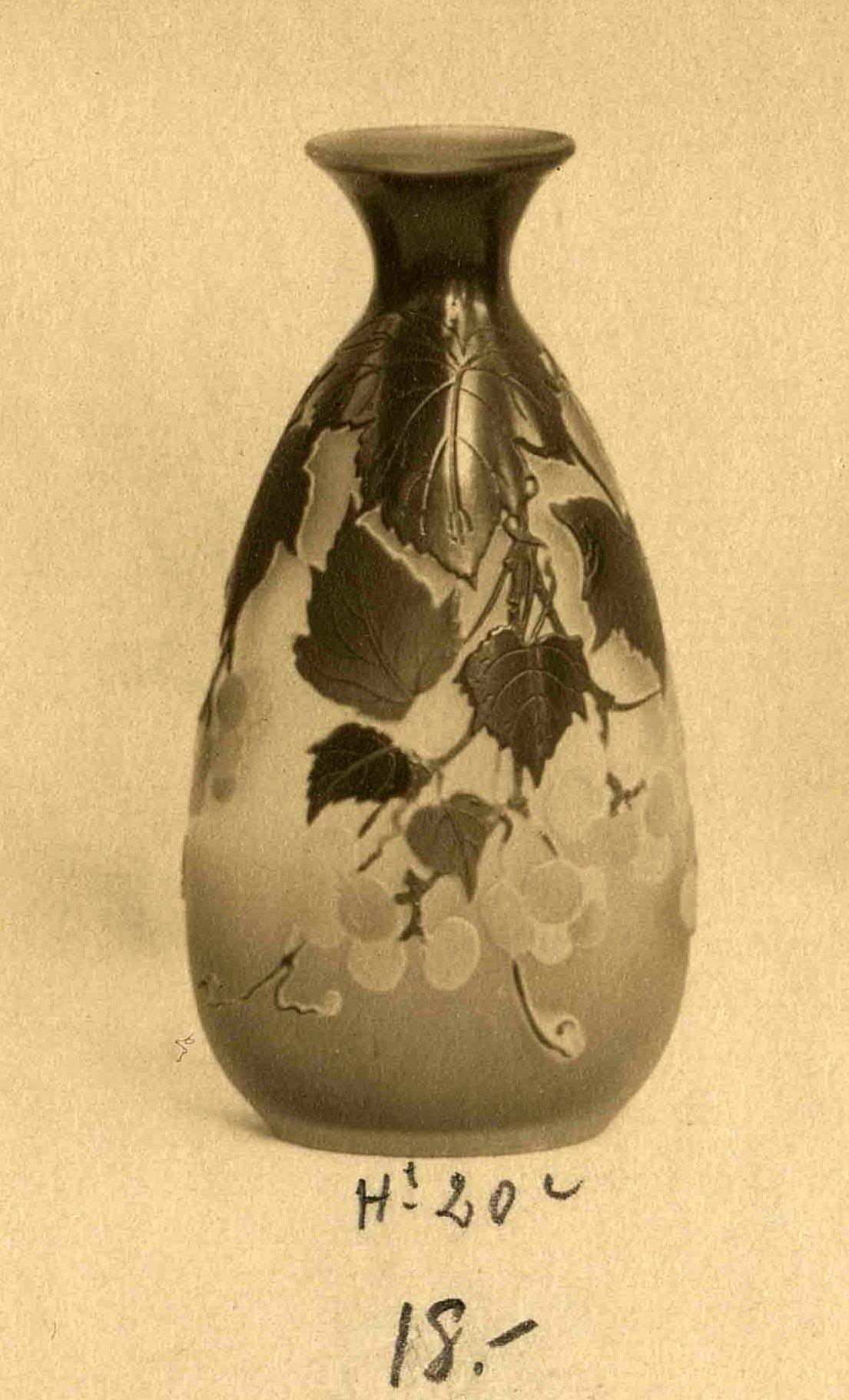 Bottle or carafe shape in the Gallé 1927 sales album from the Rakow Library (© Corning Museum of Glass, plate 35, detail).