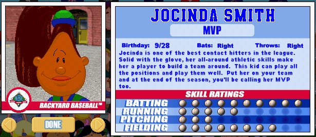 Image result for Jocinda Smith backyard baseball 2001