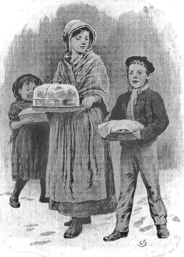 Children on their way to use the baker's ovens