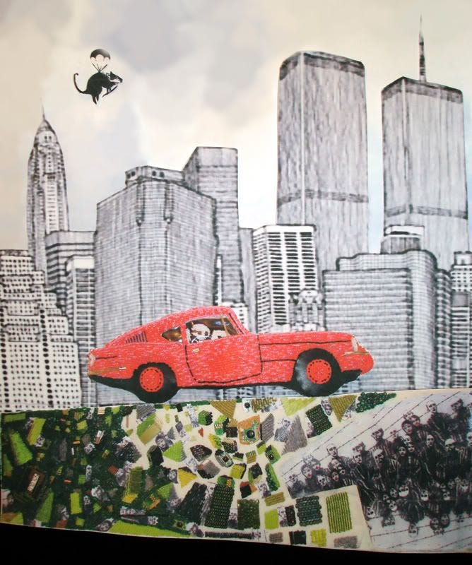 Banksy vs. Beastie Boys. To the 5 Boroughs. Pink car. Graffiti NYC skyline 9/11. Parachute rat.