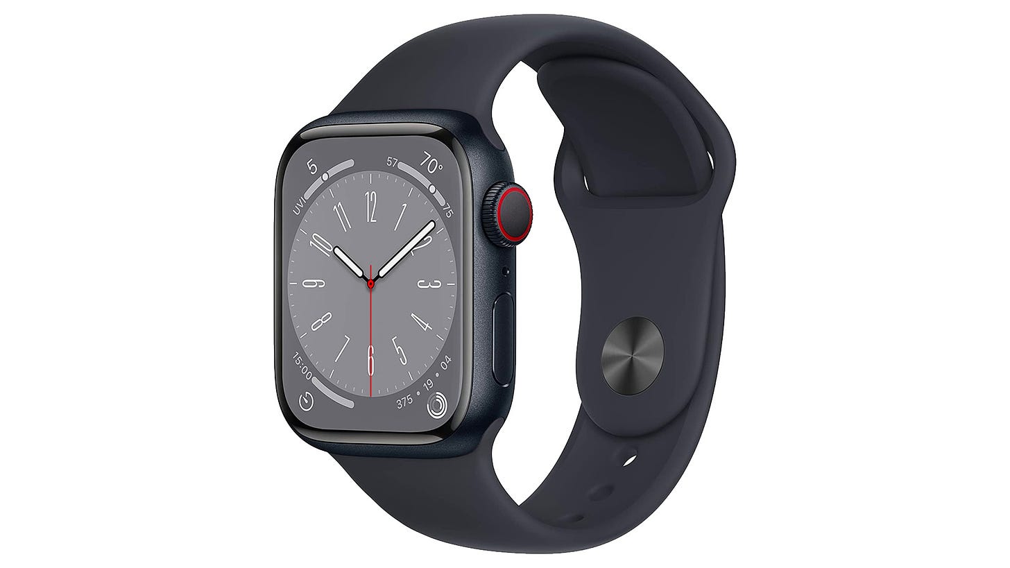 Midnight Apple Watch Series 8 on a white background