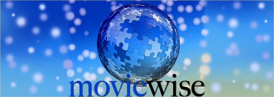 The moviewise logo is displayed underneath a blue sphere formed from jigsaw puzzle pieces.