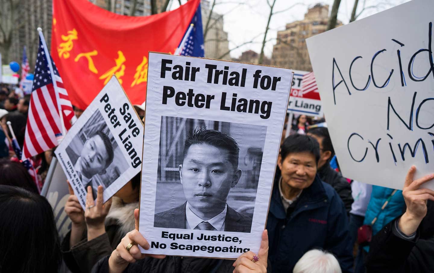 Protest in support of Peter Liang on Feb. 20 in Brooklyn, NY. Source: Craig Ruttle / Associated Press.
