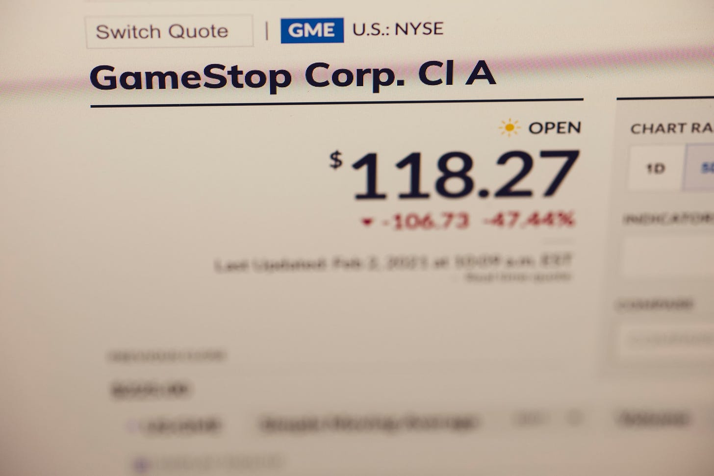 GameStop stock price quote