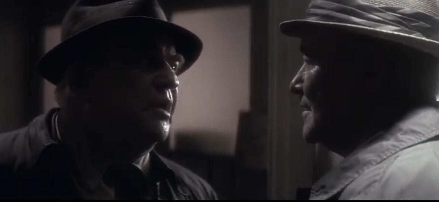 This image shows W. Guy Banister (played by Ed Asner, left) and Jack Martin (played by Jack Lemmon, right) arguing inside Banister's office in Oliver Stone's 1991 film JFK. This image shows W. Guy Banister (played by Ed Asner, left) and Jack Martin (played by Jack Lemmon, right) arguing inside Banister's office in Oliver Stone's 1991 film JFK.