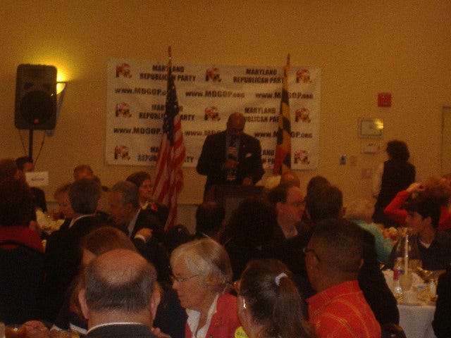 Michael Steele checks his notes during his luncheon speech before the Maryland Republican Party spring convention, May 19, 2007.