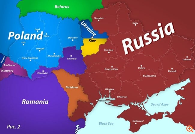 Medvedev released map showing Ukraine divided between Russia, Poland, Romania and Hungary ...