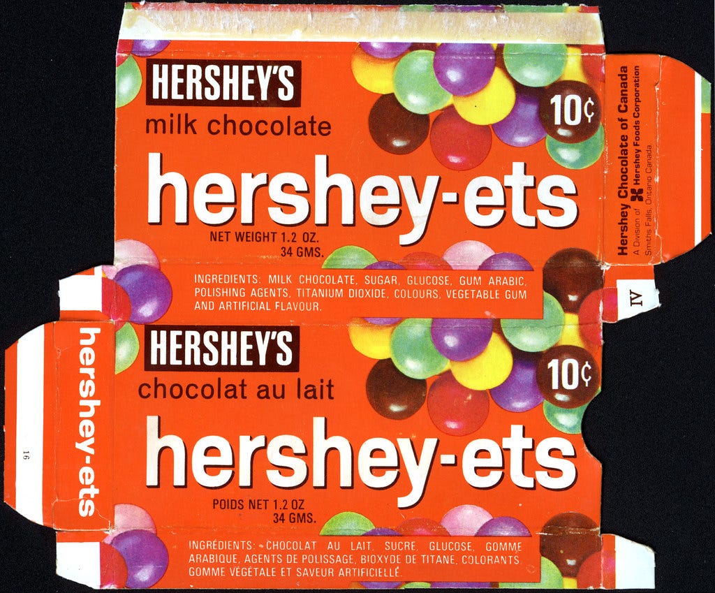 Canada - Hershey's - Hershey-ets 10-cent candy box - 1960'… | Flickr