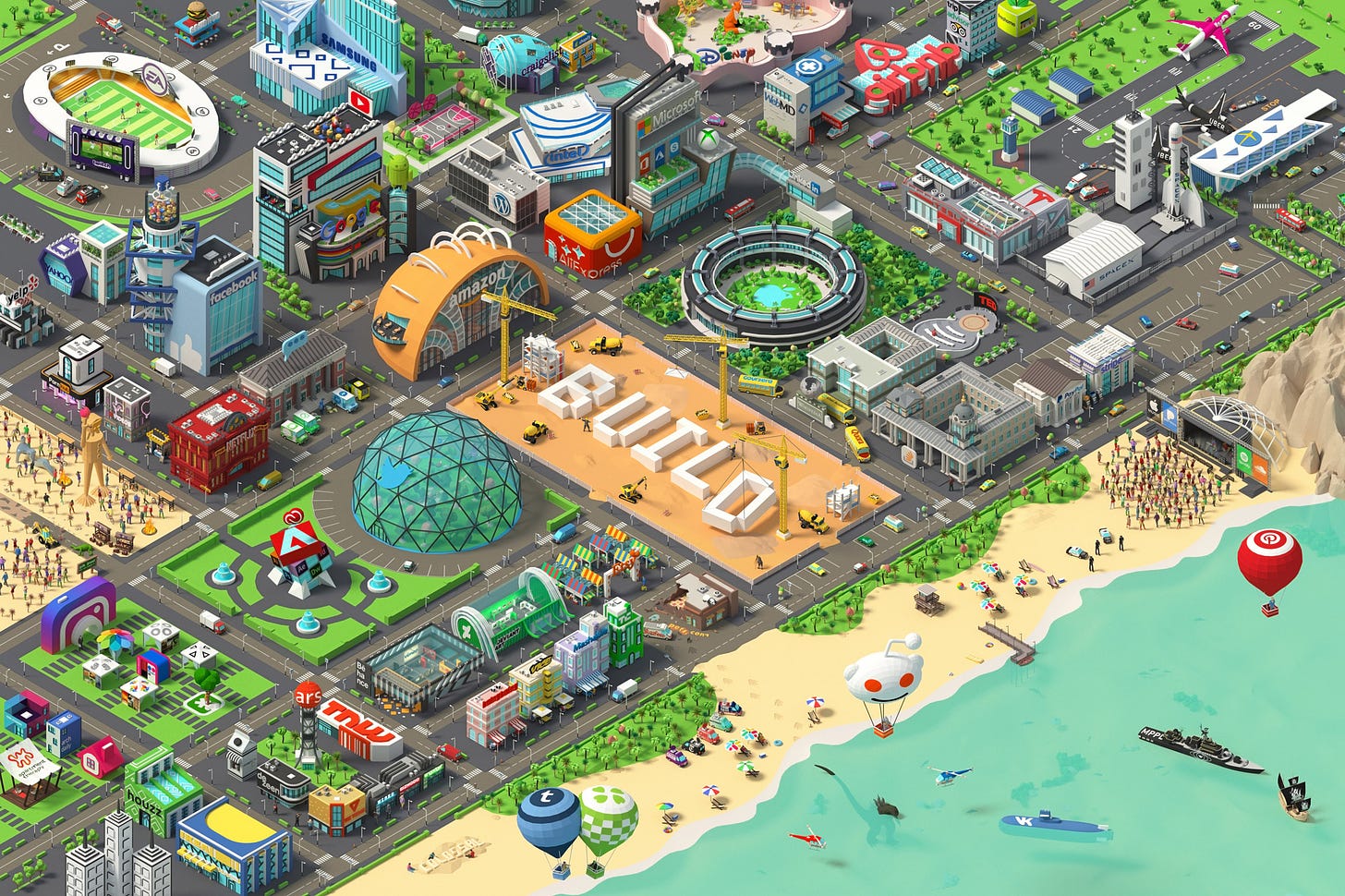 Product Of The Week: An Isometric City Poster That Imagines Iconic  Companies As Buildings