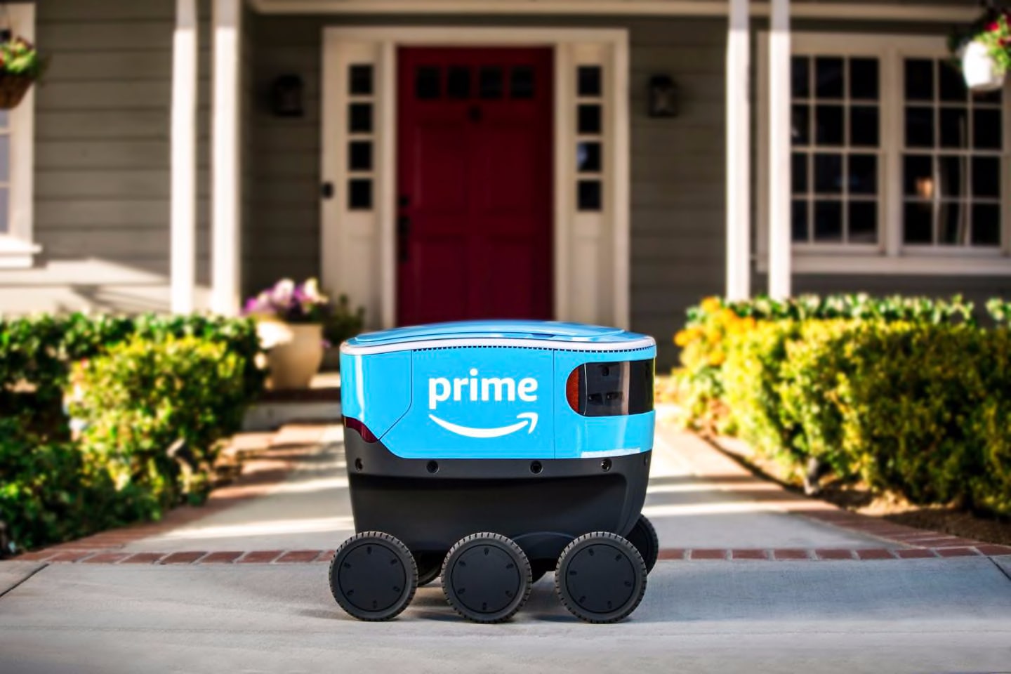 A self-driving delivery robot that Amazon is calling Scout. (Amazon/AP) 