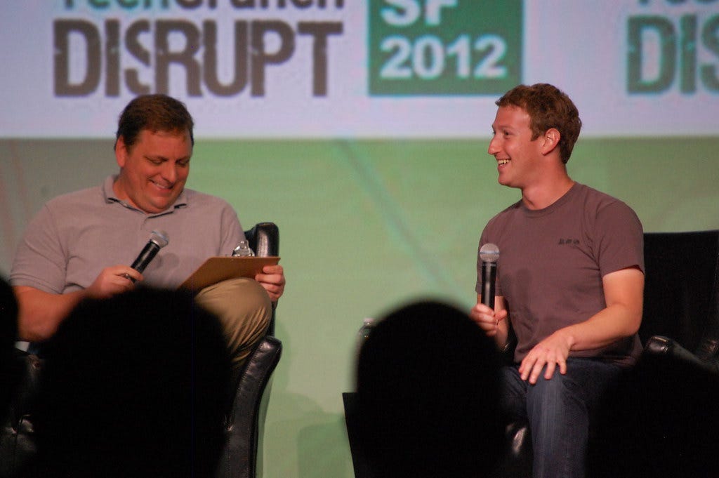 "Mark Zuckerberg and Michael Arrington" by Kevin Krejci is licensed under CC BY 2.0.