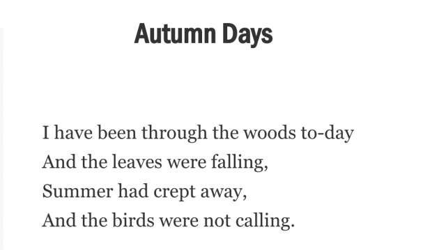 The first stanza of "Autumn Days"
