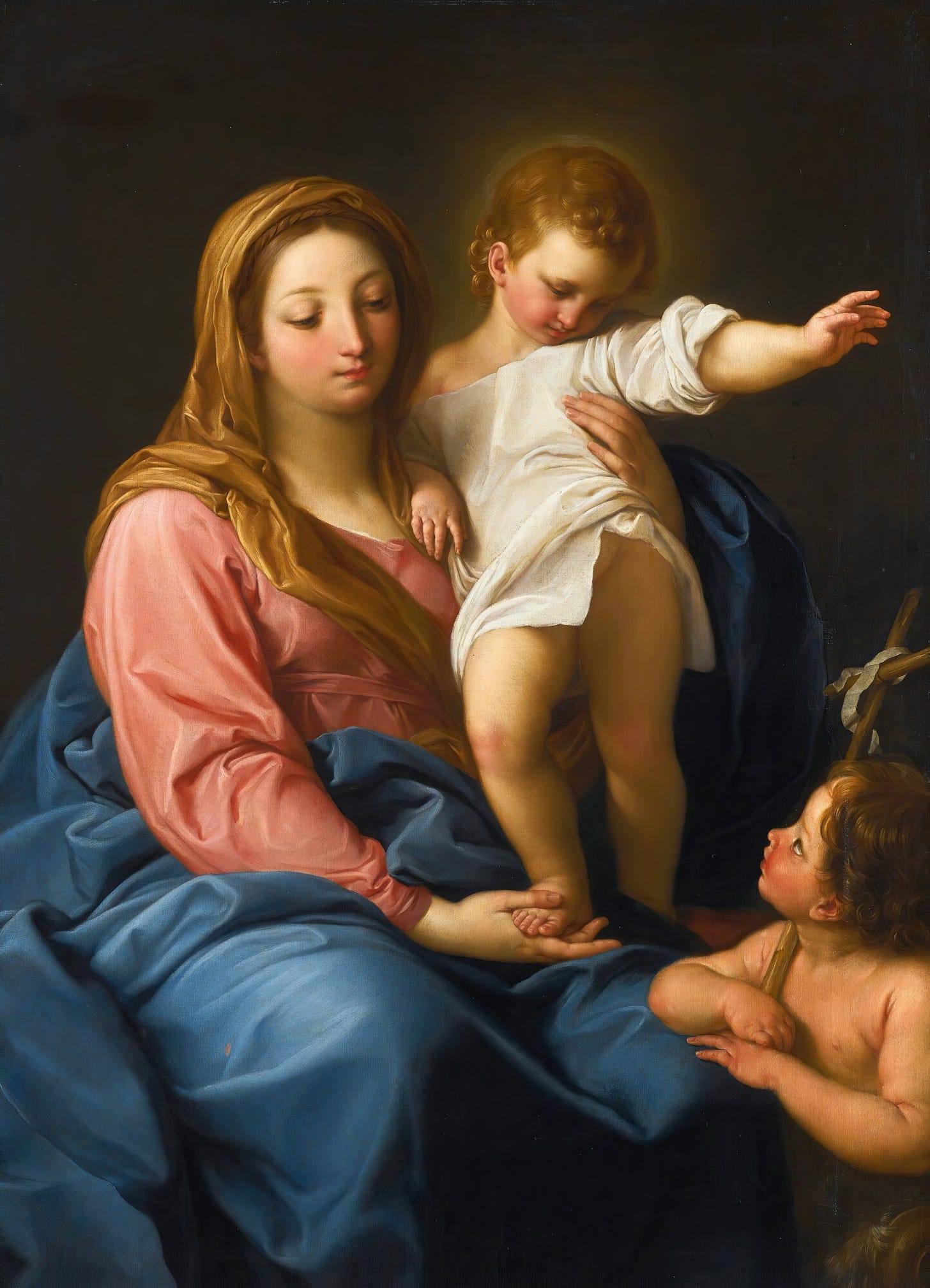The Madonna And Child With The Infant Saint John The Baptist by Pompeo Batoni