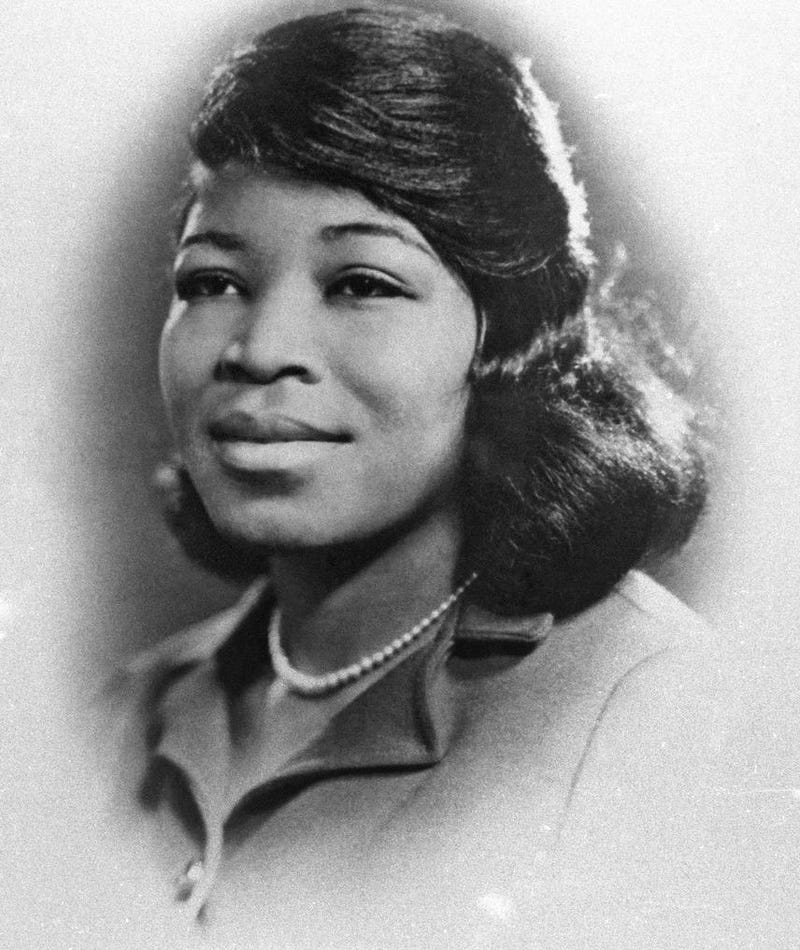 This image shows a studio portrait of Dr. Betty Shabazz taken sometime during the 1950s. This image shows a studio portrait of Dr. Betty Shabazz taken sometime during the 1950s.