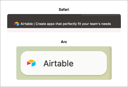 Tab comparison between Safari and Arc Browser