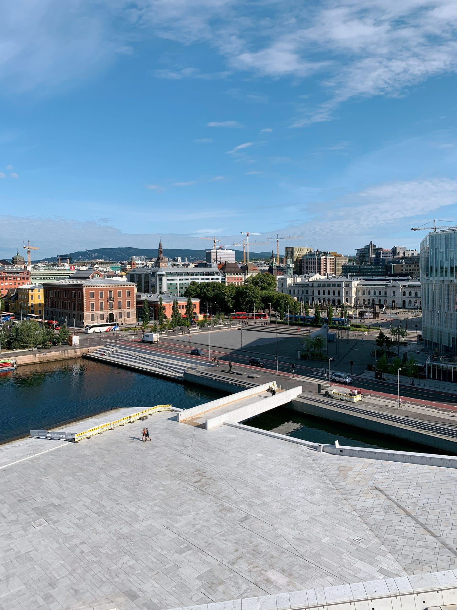 View of the city from the top of the Oslo Opera House
