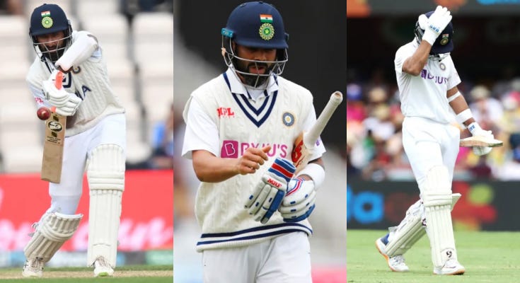 Cheteshwar Pujara, Virat Kohli and Ajinkya Rahane haven't enjoyed great returns in Test cricket since 2020 | Individual Pics: BCCI