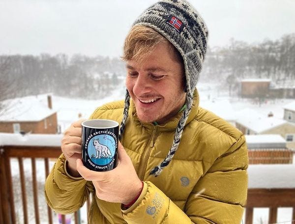 Celebrating the first big snow of the year with my Snow Struck mug!