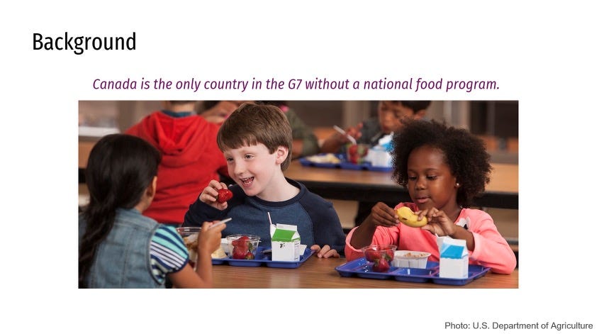 Background: Canada is the only country in the G7 without a national food program