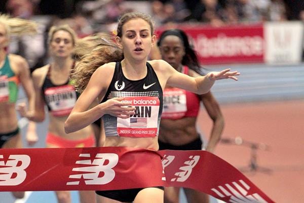 Mary Cain setting the world indoor junior record over 1000m at the 2014 New Balance Indoor Games in Boston  (Andrew McClanahan / Photorun)