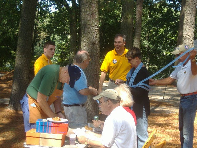 State Senator Andy Harris arrives at the Crab Feast.