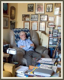 One of only two people to be inducted into the Basketball Hall of Fame as both player and coach, John Wooden sits in his den and office surrounded by a lifetime of memorabilia, books and correspondence.