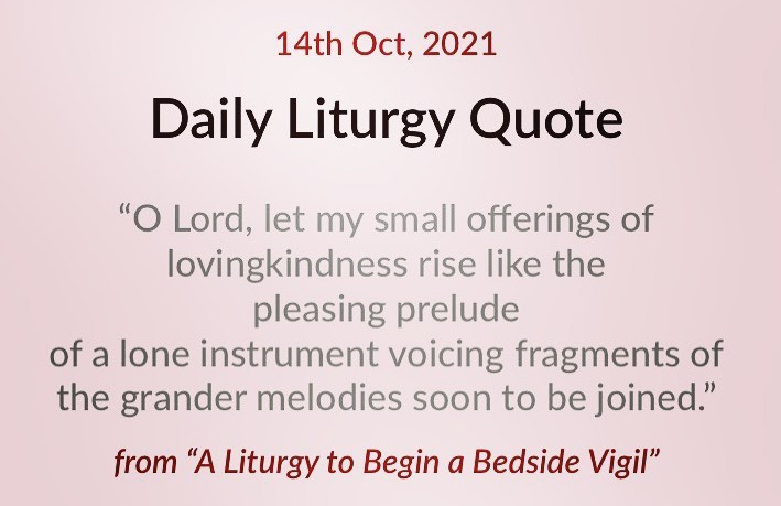 a quote from every moment holy states O Lord, let my small offerings of lovingkindness rise like the pleasing prelude of a lone instrument voicing fragments of the grander melodies soon to be joined.