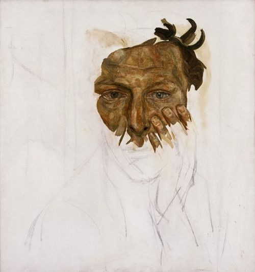 Self-Portrait (234): Lucian Freud - Unfinished self portrait, 1956 ...