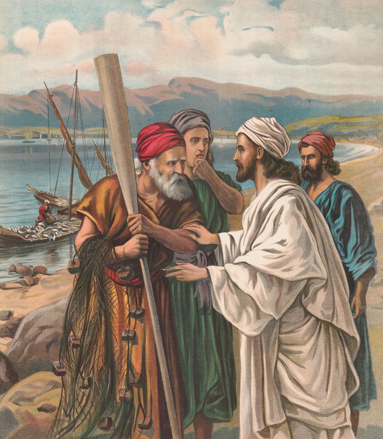 Jesus calling fishermen (1905) by Providence Lith. Co (American, 1880-1975)