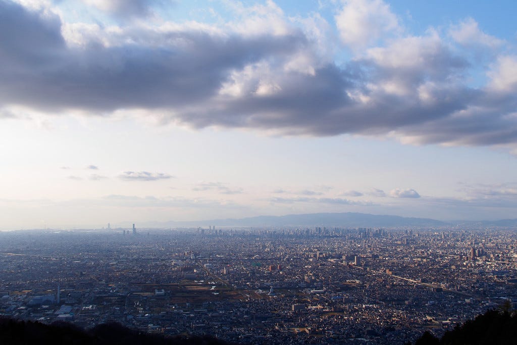 View from Ikoma over Osaka