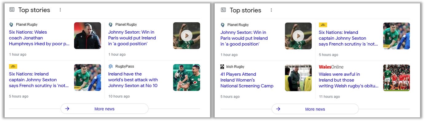Top Stories for ‘Ireland rugby’ vs ‘Irish rugby’