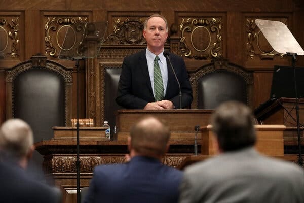 Robin Vos, a Republican who is the speaker of the Wisconsin Assembly, at the State Capitol in Madison.