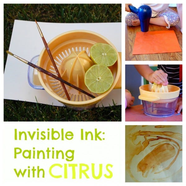 Invisible Ink: A Citrus Painting Experiment - TinkerLab