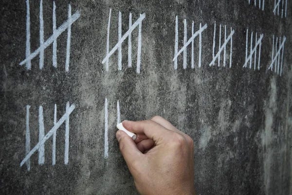 Counting Days Prison Handwritten Lines White Chalk — Stock Photo, Image