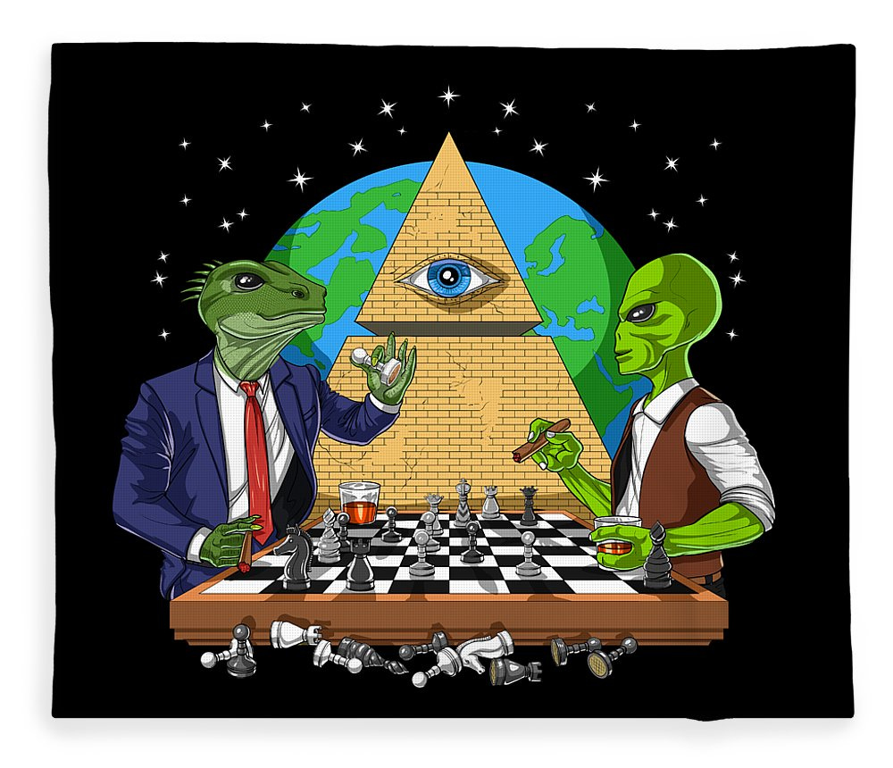 Space Alien Illuminati Conspiracy Fleece Blanket by Nikolay Todorov - Pixels