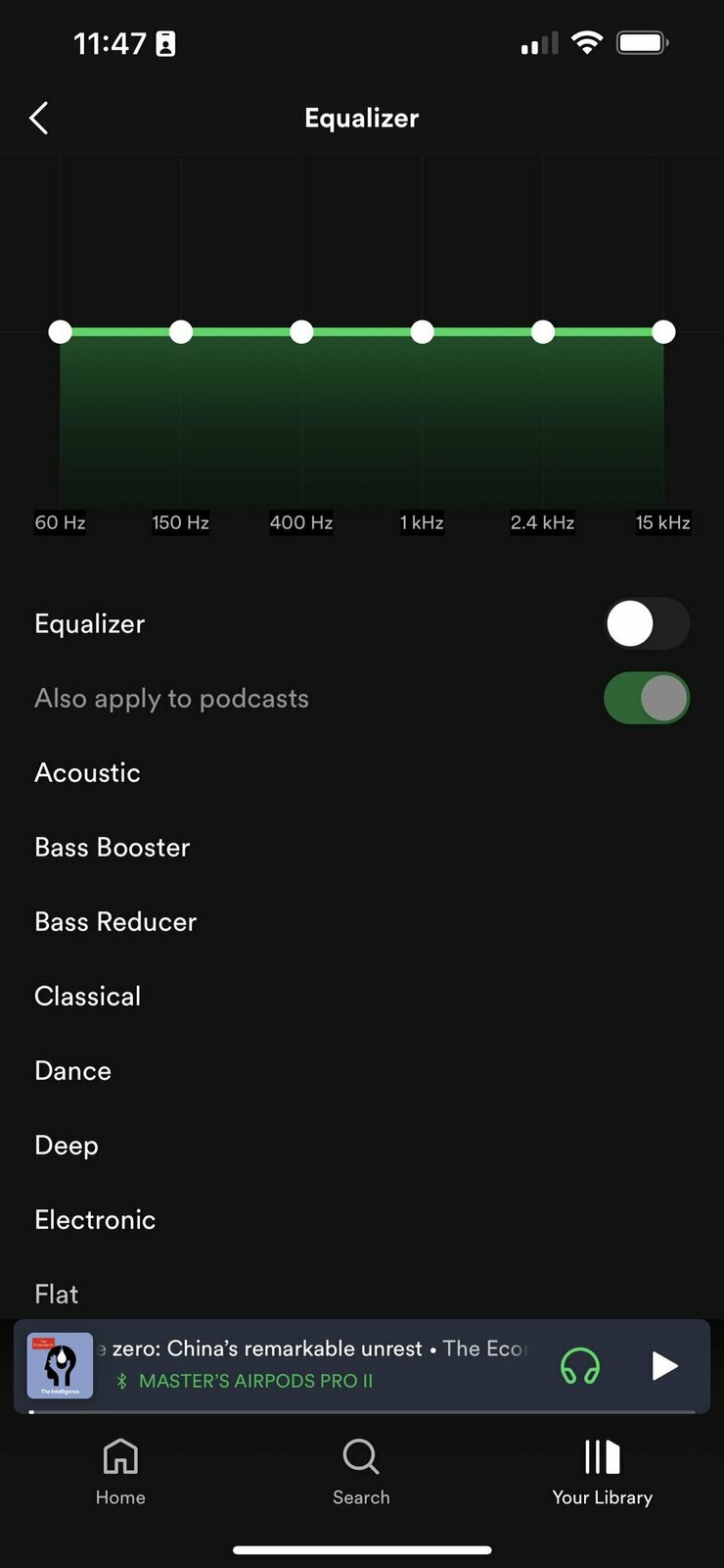 Ahora puede decidir si desea aplicar la configuración del ecualizador a los podcasts en Spotify.