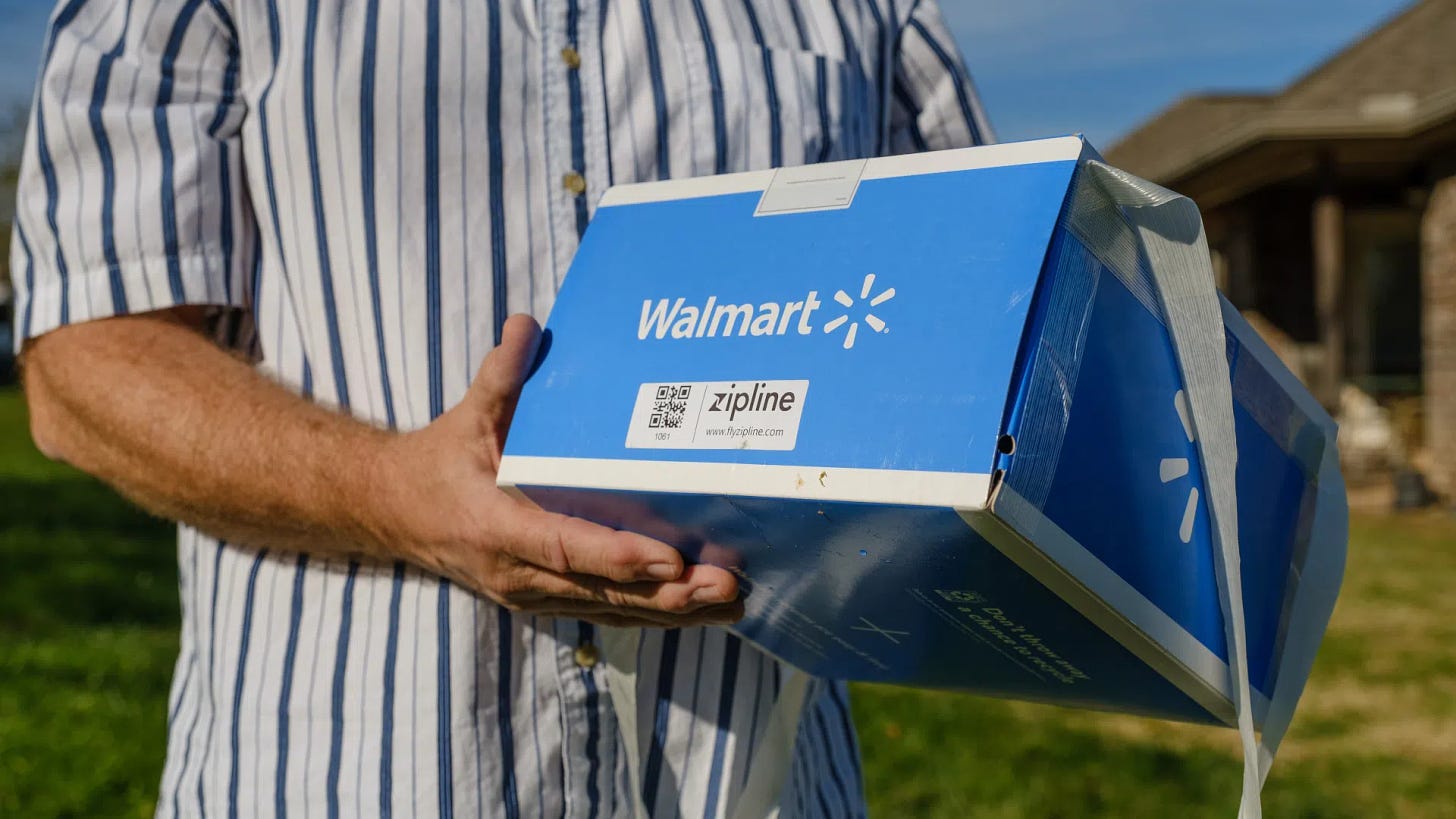 Zipline and Walmart are partnering on commercial drone delivery of medical supplies in Pea Ridge, Arkansas