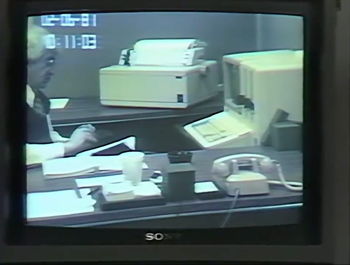 A screencap of a clip from a usability test in 1981