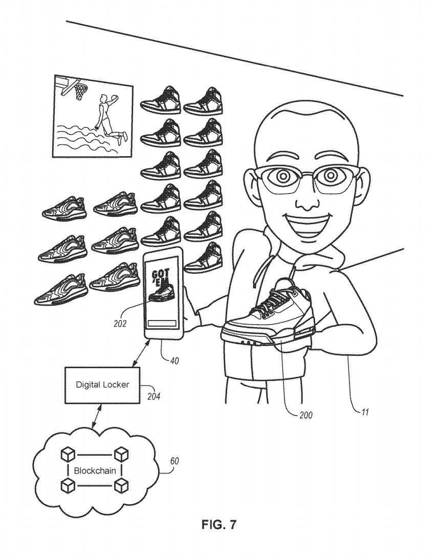 An image from Nike's CryptoKicks patent filing