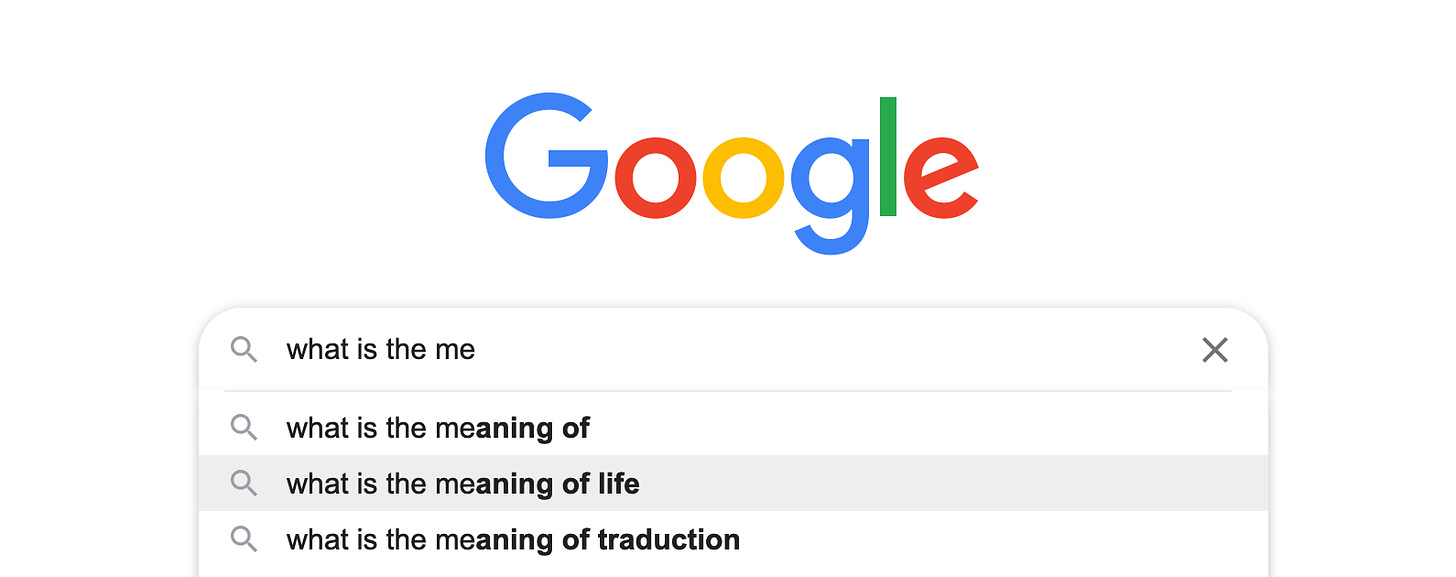 L’autocomplétion de Google à l’œuvre — quelle était la question déjà ?